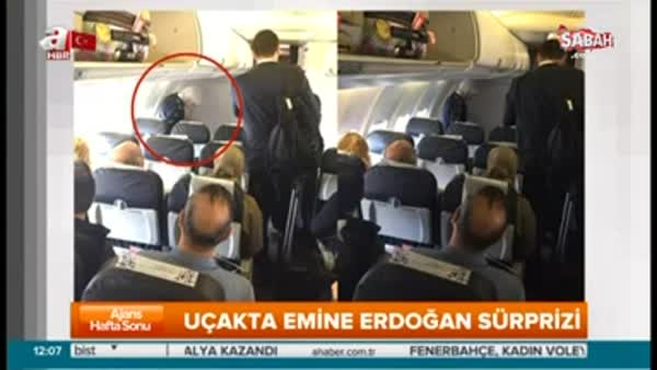Uçakta Emine Erdoğan sürprizi