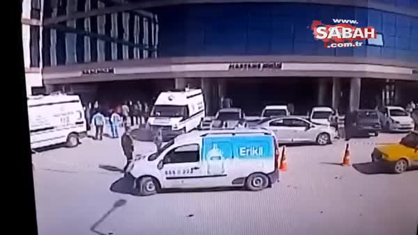 Hastane önünde hareket eden kamyoneti güvenlik görevlisi durdurdu