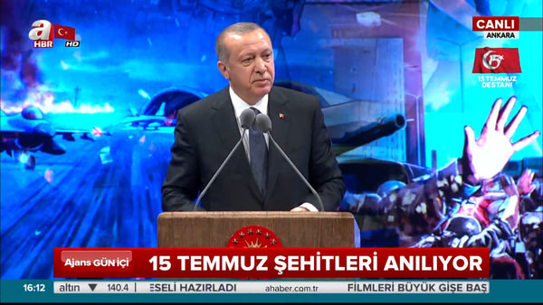 Cumhurbaşkanı Erdoğan 15 Temmuz Şehitleri programında konuşuyor