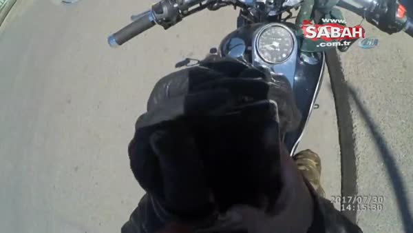 Motosiklete binmesi için 1 yıl uğraştı...Nişanlı çiftin motosiklet kazası kask kamerasında