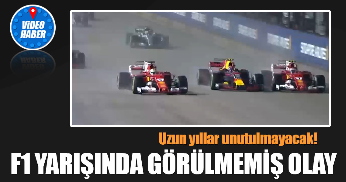 F1 yarışında start verildiği anda kaza oldu