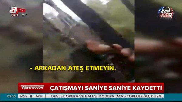 PKK'lı teröristlerle çatışma anı kamerada!