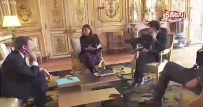 Macron’un köpeği Elysee Sarayı’na işedi!