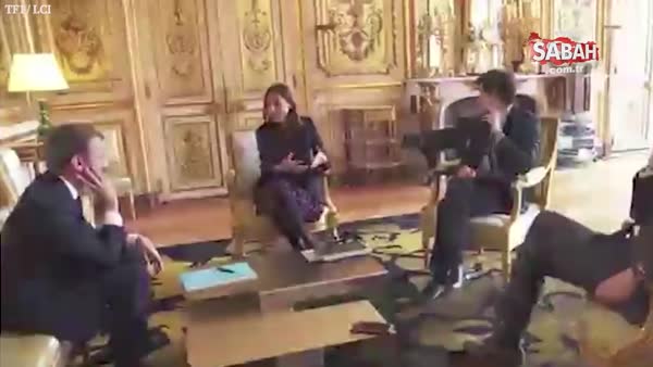 Macron'un köpeği Elysee Sarayı'na işedi!