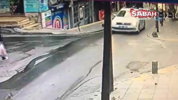 Şişli’de ticari taksi motosikletliye böyle çarptı