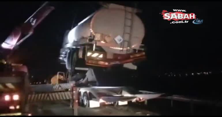 Lastiği patlayan tanker TIR'a çarptı: 1 yaralı