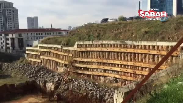 Ataşehir'de istinat duvarının çökme anı kamerada