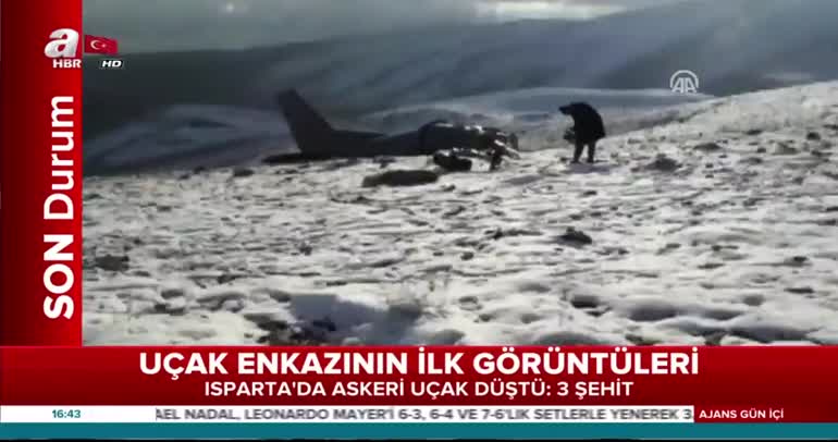 Isparta'da düşen askeri uçağın enkaz bölgesinden ilk görüntüler geldi!