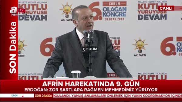 Cumhurbaşkanı Erdoğan AK Parti Çorum 6. Olağan İl Kongresi'nde konuştu
