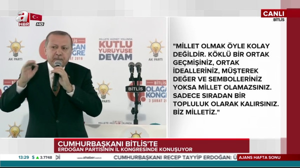 Cumhurbaşkanı Erdoğan Bitlis 6. Olağan İl Kongresi'nde konuştu