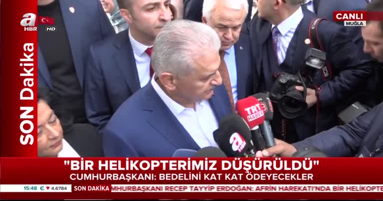 Başbakan Yıldırım'dan düşen helikopter açıklaması