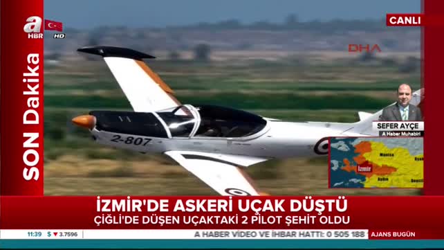 İzmir'de askeri eğitim uçağı düştü