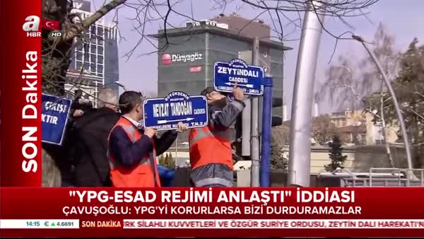 Ankara'da ABD Büyükelçiliği'nin bulunduğu sokağa Zeytin Dalı tabelası asıldı