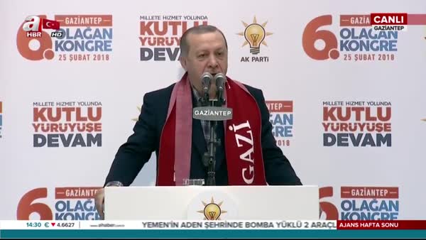 Cumhurbaşkanı Erdoğan, Gaziantep'te AK Parti İl Kongresi'nde konuştu