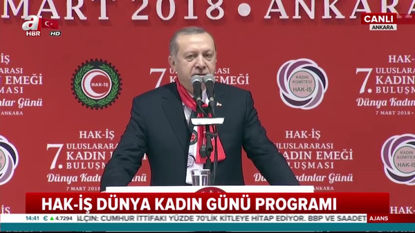 Cumhurbaşkanı Erdoğan Hak-İş'in 8 Mart Dünya Kadınlar Günü programında konuştu