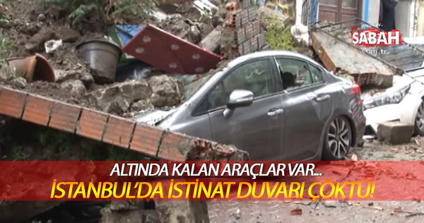 İstanbul'da istinat duvarı çöktü! Altında kalan araçlar var...