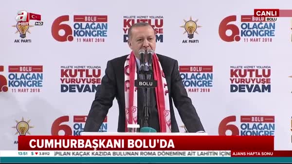 Cumhurbaşkanı Tayyip Erdoğan, Bolu 6. İl Olağan Kongresi'nde konuştu