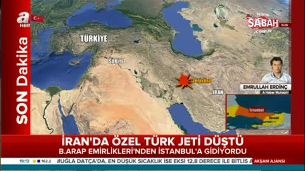 BAE'den Türkiye'ye gelen özel jet İran'da düştü