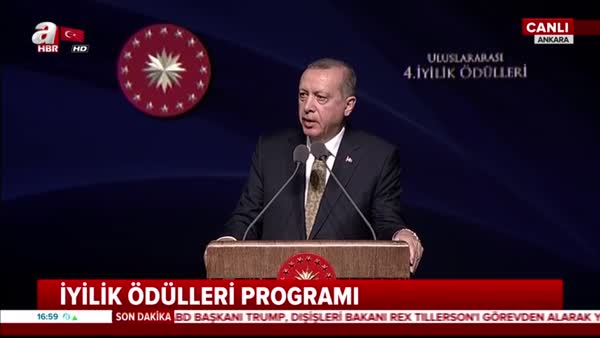 Cumhurbaşkanı Erdoğan İyilik Ödülleri Programı'nda konuştu