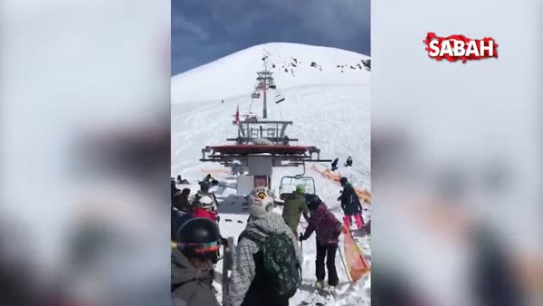 Gürcistan'da bir kayak merkezinde korku dolu anlar