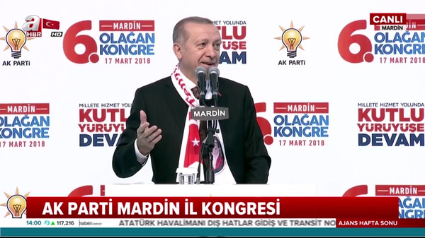 Cumhurbaşkanı Erdoğan, Mardin'de AK Parti İl Kongresi'nde konuştu