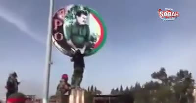 Afrin’deki Öcalan posterleri böyle parçalandı