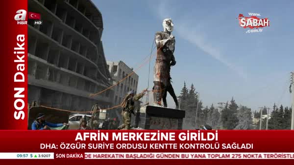 ÖSO güçleri, Afrin'deki Kawa heykelini yıktı!