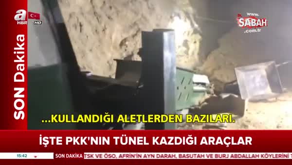 Terör örgütü PKK/PYD tünelleri açtığı makineler görüntülendi
