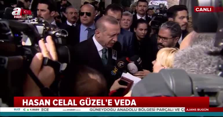 Cumhurbaşkanı Erdoğan, vefat eden Hasan Celal Güzel için düzenlenen törene katıldı