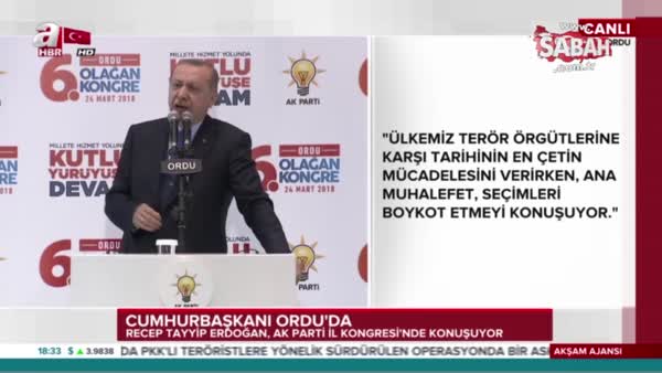 Erdoğan'dan Ak Parti Ordu 6. olağan kongresindeki o slogana yanıt