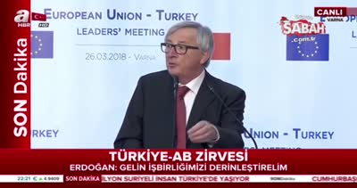 Zirvede samimi anlar: Erdoğan Juncker’ın sözlerine esprili bir ekleme yaptı, salon yıkıldı
