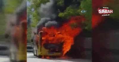 Bursa: Otobüsün içinde yolcular vardı, alev alev yandı!