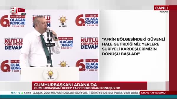 Cumhurbaşkanı Erdoğan Afrin'de etkisiz hale getirilen terörist sayısını açıkladı