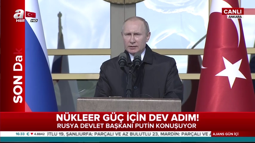 Rusya Federasyonu Devlet Başkanı Putin, Akkuyu Santrali’nin temel atma töreninde konuştu