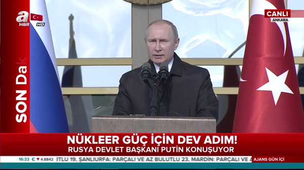 Rusya Federasyonu Devlet Başkanı Putin, Akkuyu Santrali'nin temel atma töreninde konuştu