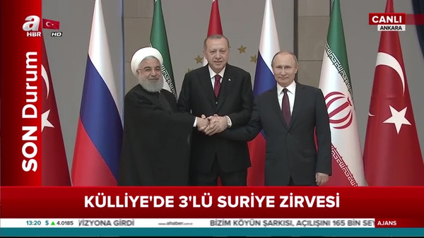 Cumhurbaşkanı Erdoğan'ın, İran Cumhurbaşkanı Ruhani ve Rusya Devlet Başkanı Putin ile görüşmesi başladı