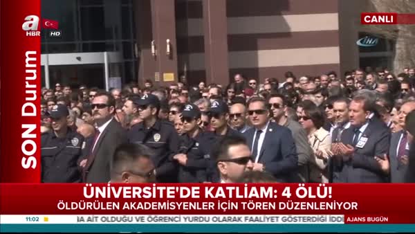 Öldürülen akademisyenler için Eskişehir Osmangazi Üniversitesi Rektörlüğü önünde  tören düzenlendi