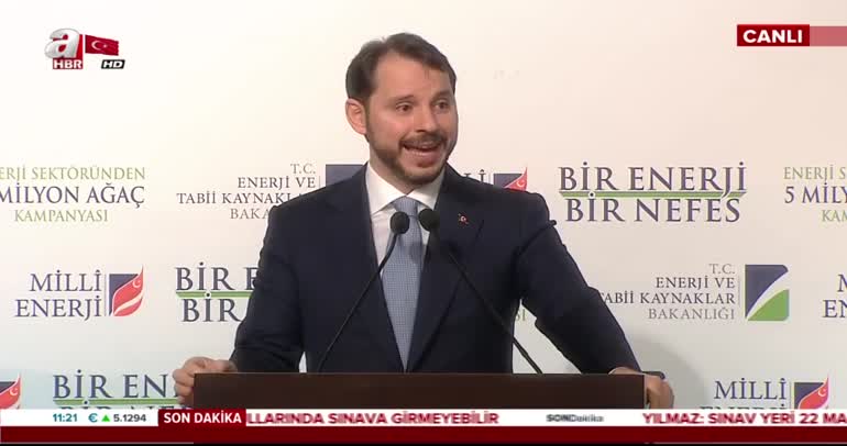 Enerji ve Tabii Kaynaklar Bakanı Albayrak, 'Bir Enerji Bir Nefes Enerji Sektöründen 5 Milyon Ağaç Kampanyası' toplantısında konuştu