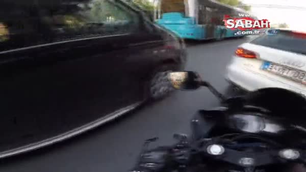 Taksim’de motosikletli ölümden kıl payı böyle kurtuldu