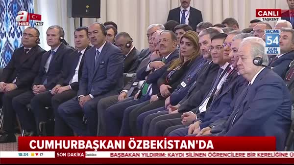 Cumhurbaşkanı Erdoğan Taşkent'te Türk ve Özbek iş insanlarına hitap etti