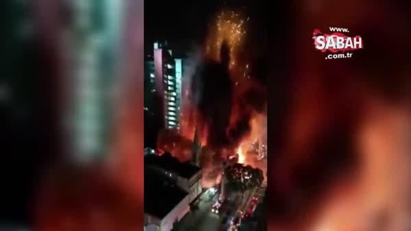 Yangın çıkan 26 katlı bina çöktü!