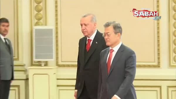 Cumhurbaşkanı Erdoğan Güney Kore'de törenle karşılandı