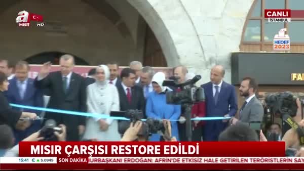 Cumhurbaşkanı Erdoğan restore edilen Mısır Çarşısı'nın açılışını yaptı