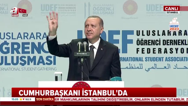 Cumhurbaşkanı Erdoğan, UDEF 11. Uluslararası Öğrenci Buluşmalarının Final Programı'nda konuştu