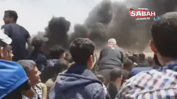İsrail ordusu Gazze'de Filistinli göstericileri vurma anı kamerada