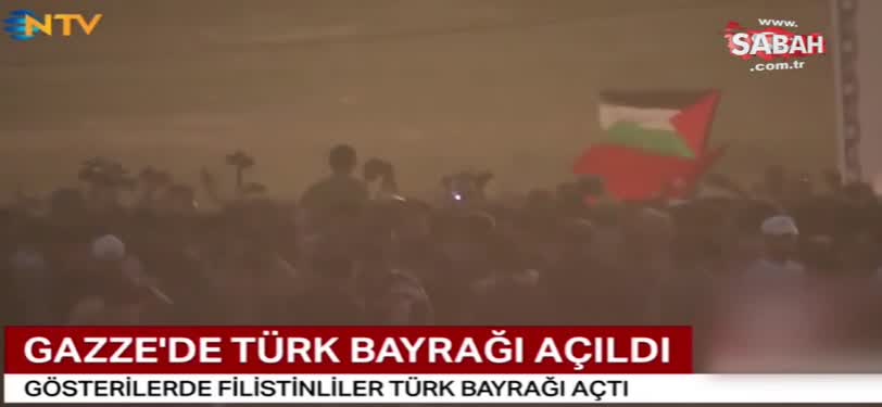 İsrail-Gazze sınırında Türk bayraklı teşekkür