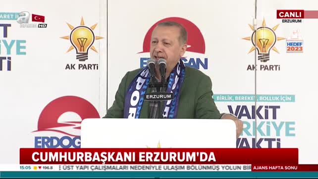 Cumhurbaşkanı Erdoğan, Erzurum İstasyon Meydanı'nda düzenlenen mitingde konuştu