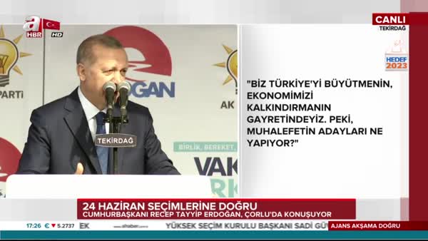 Cumhurbaşkanı Erdoğan, Çorlu mitinginde Kanal İstanbul Projesi'nin görüntülerini paylaştı