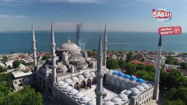 Sultanahmet Camii'ndeki restorasyon havadan böyle görüntülendi