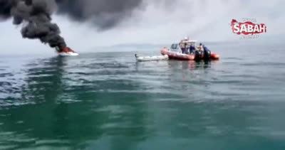 Batan tekne alev alev böyle yandı